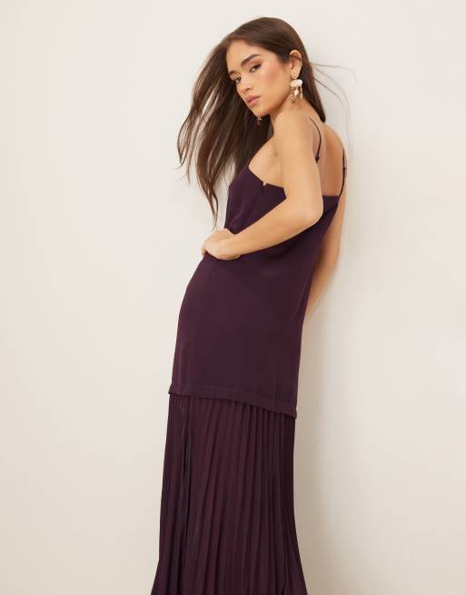 ASOS DESIGN Robe caraco mi-longue à taille basse et jupe plissée