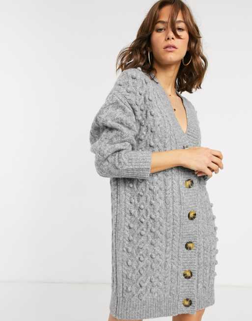 ASOS DESIGN - Robe cardigan courte en maille torsadée épaisse