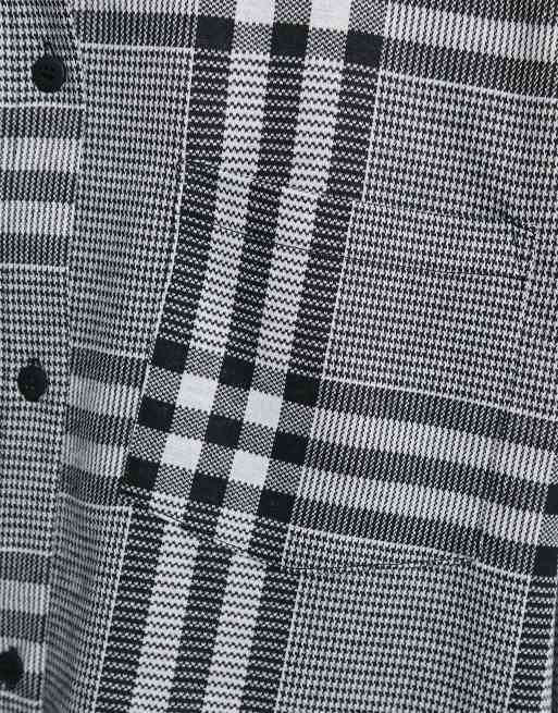 ASOS DESIGN - Robe chemise courte à manches longues et carreaux - Noir et blanc, 3 de 4