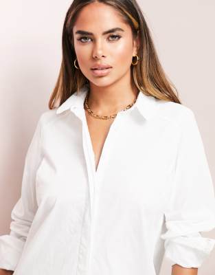ASOS DESIGN Robe chemise courte en coton Blanc ASOS