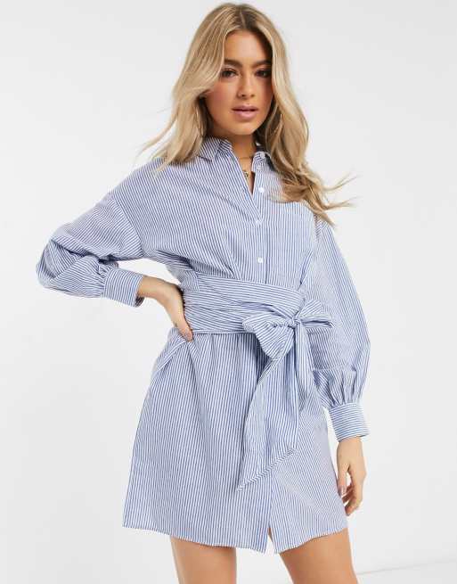 ASOS DESIGN - Robe chemise courte oversize à rayures avec ...