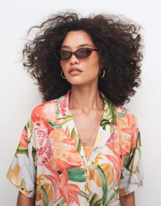ASOS DESIGN - Robe chemise courte style bowling à imprimé fruits tropicaux, 2 de 7
