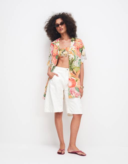 ASOS DESIGN - Robe chemise courte style bowling à imprimé fruits tropicaux, 4 de 7