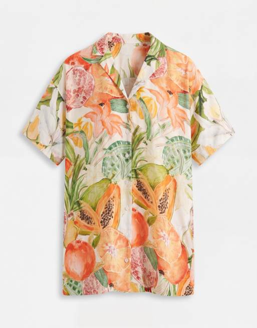 ASOS DESIGN - Robe chemise courte style bowling à imprimé fruits tropicaux, 5 de 7