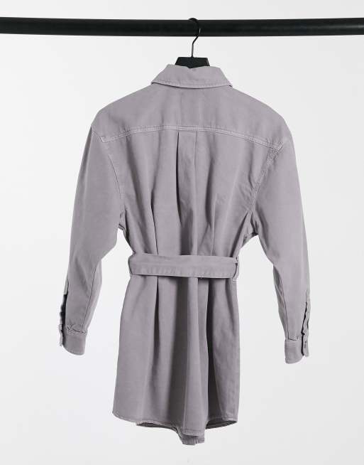 ASOS DESIGN - Robe chemise en denim avec liens à nouer - Lavande délavé, 2 de 4