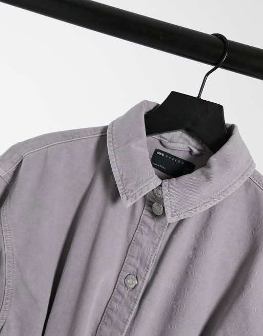 ASOS DESIGN - Robe chemise en denim avec liens à nouer - Lavande délavé, 3 de 4