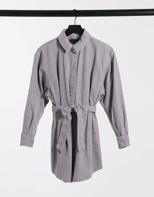 ASOS DESIGN - Robe chemise en denim avec liens à nouer - Lavande délavé, 4 de 4