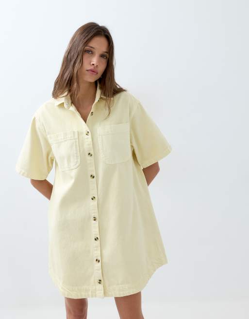ASOS DESIGN - Robe chemise en jean coupe carrée avec poche - Babeurre, 5 de 5