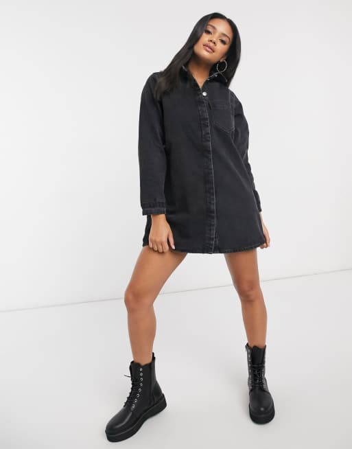 Robe chemise jean online noir