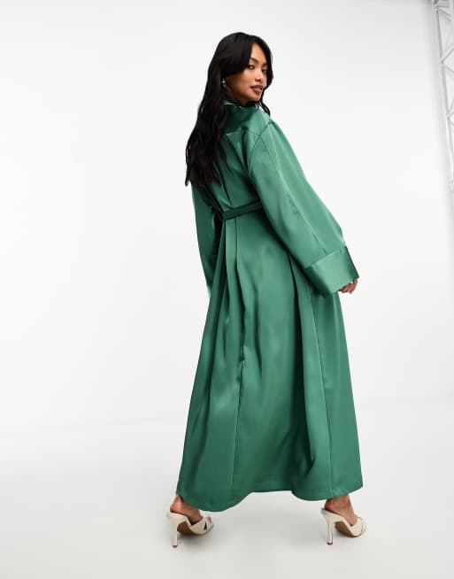 ASOS DESIGN Robe chemise longue coupe trap ze en satin de