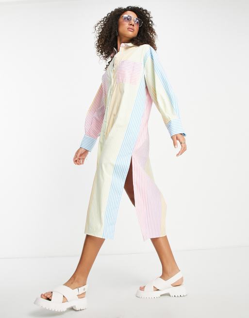 ASOS DESIGN - Robe chemise longue en coton à rayures estivales, 4 de 4