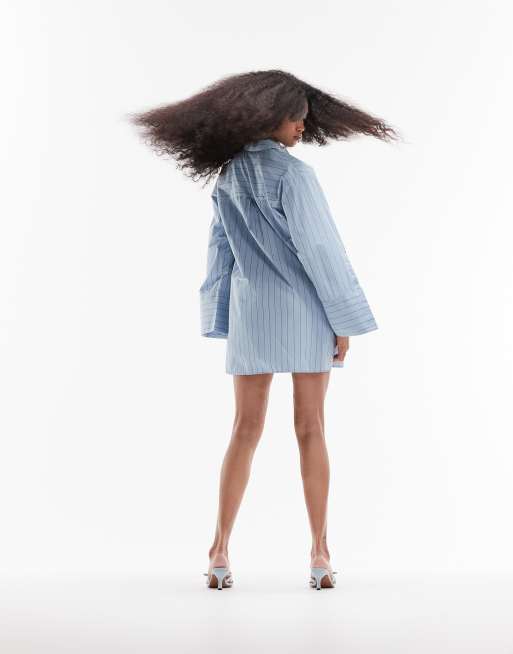 ASOS DESIGN - Robe chemise oversize à mancherons et rayures - Bleu, 5 de 5