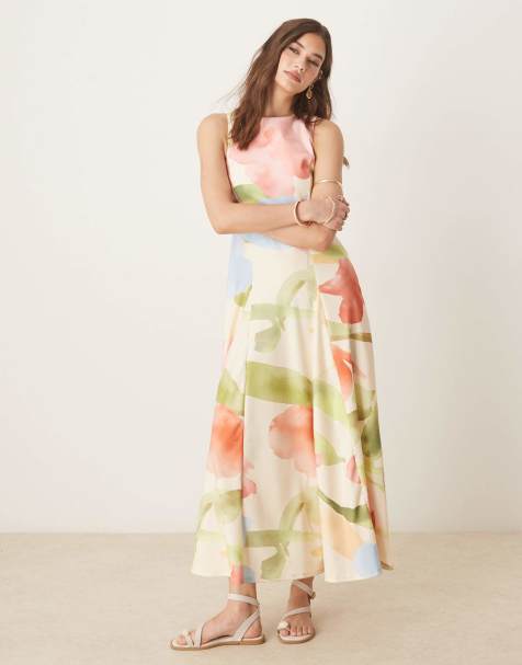 ASOS DESIGN - Robe corset mi-longue et sans manches avec imprimé fleuri - view 1