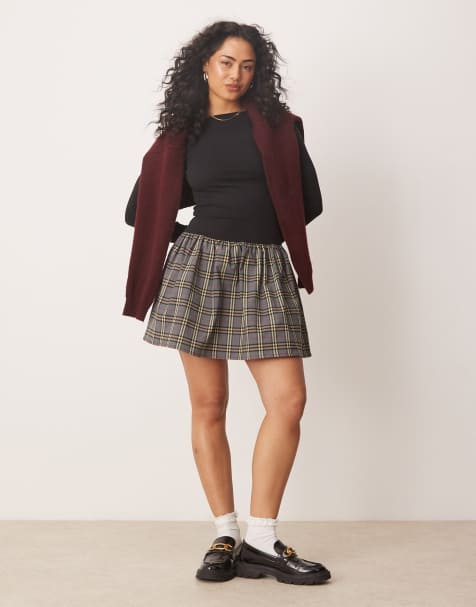 ASOS DESIGN - Robe courte à carreaux en tissus variés - Noir - view 1