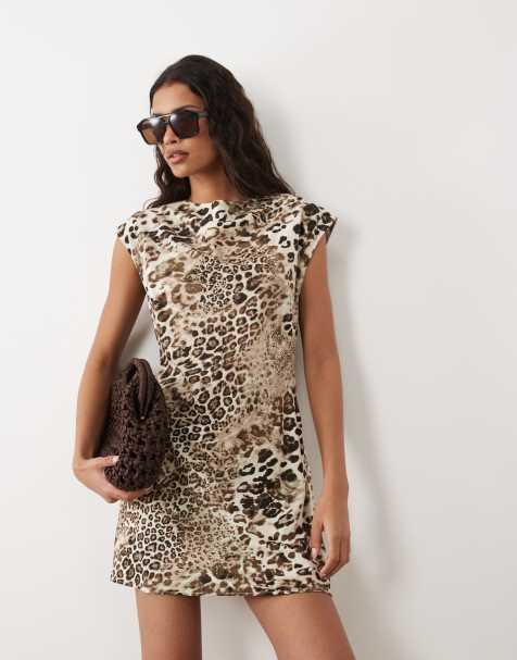 ASOS DESIGN - Robe courte à col montant et imprimé animal - view 1