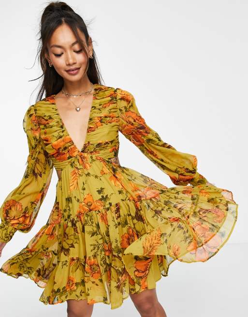Corsage plisse mini dress store