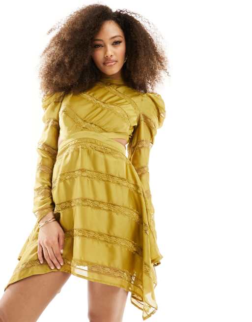 Robe courte jaune moutarde sales