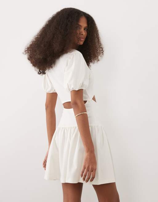 ASOS DESIGN - Robe courte à découpes et manches bouffantes - Blanc, 4 de 4