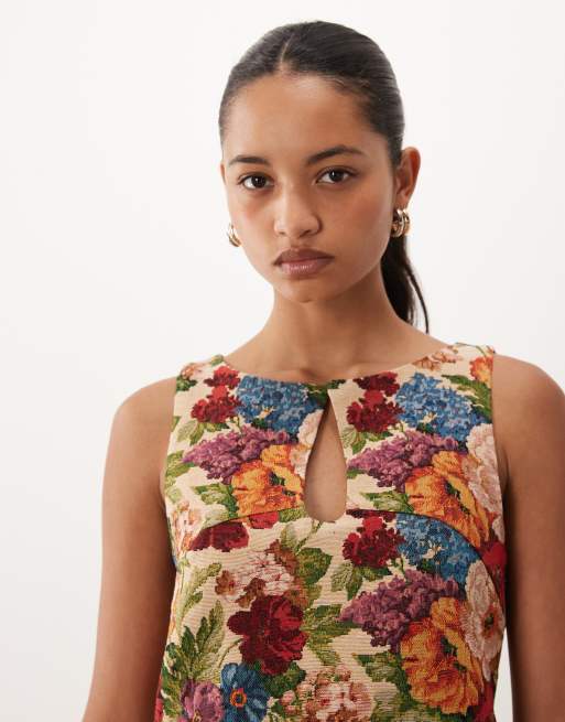 ASOS DESIGN robe courte à encolure bateau et ouverture goutte d'eau en tapisserie, 3 de 4