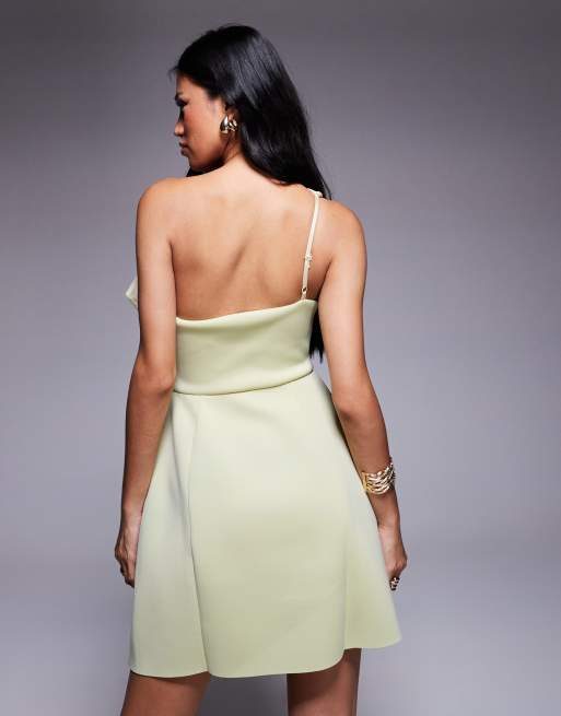 ASOS DESIGN - Robe courte à encolure souple et taille cintrée en imitation néoprène - Vert, 4 de 4