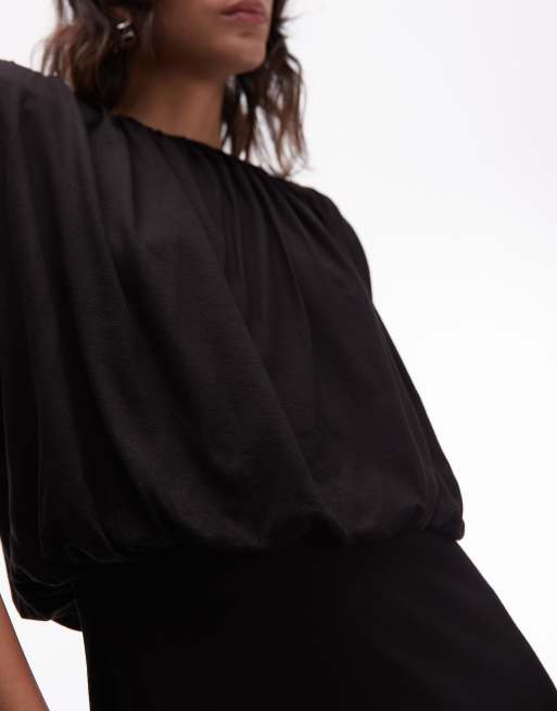 ASOS DESIGN - Robe courte à épaulettes et ourlet boule - Noir, 3 de 4