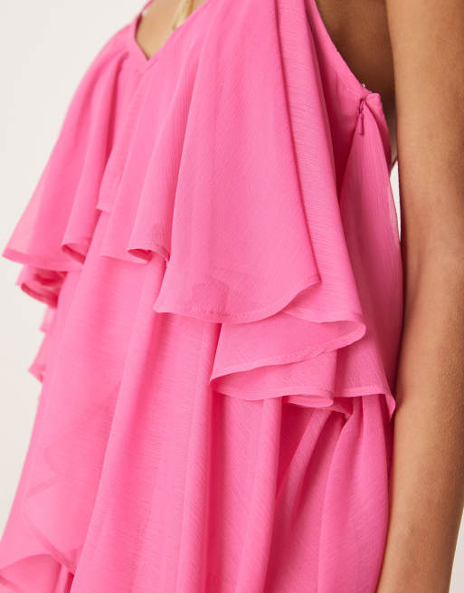 ASOS DESIGN - Robe courte à fines bretelles et volants - Rose, 3 de 4