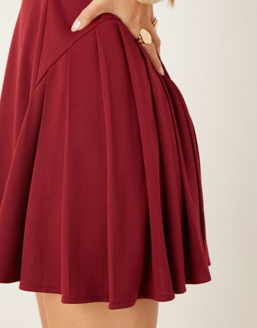 ASOS DESIGN - Robe courte à godets - Bordeaux, 3 de 4