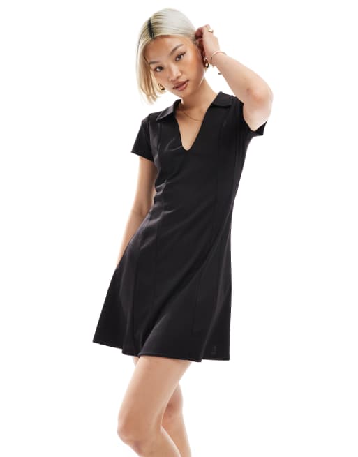 ASOS DESIGN - Robe courte à mancherons en néoprène - Noir