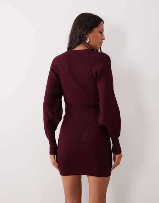 ASOS DESIGN robe courte à manches volumineuses structurées en charbon, 3 de 4
