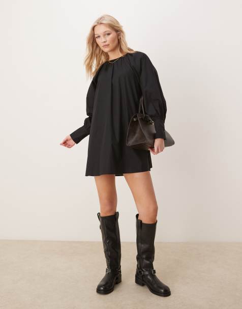 ASOS DESIGN - Robe courte à revers larges - Noir - view 1