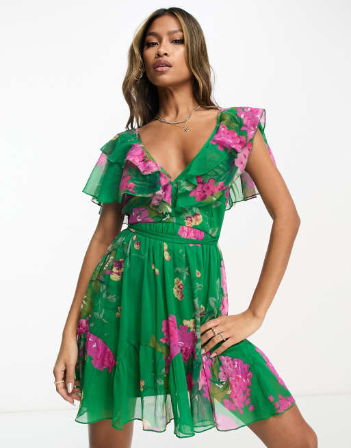 Robe verte online volant