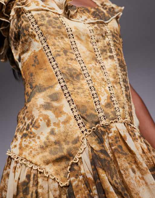 ASOS DESIGN - Robe courte avec détail corset à la taille et volants - Imprimé animal, 3 de 4