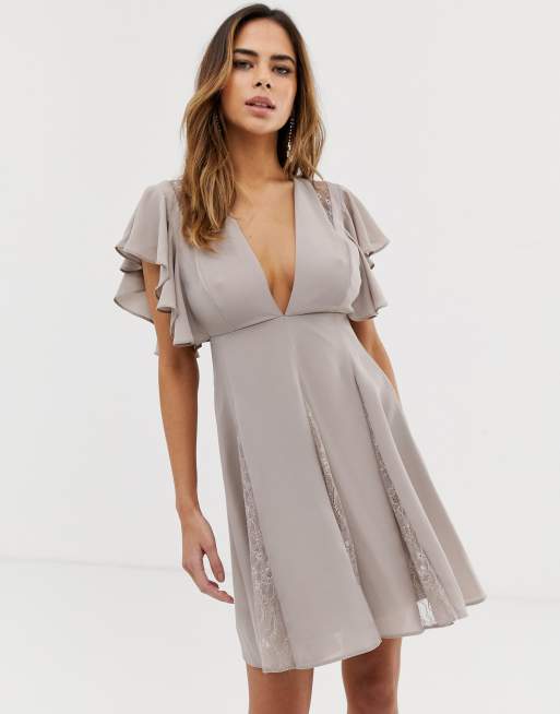 ASOS DESIGN Robe courte avec godets en dentelle ASOS