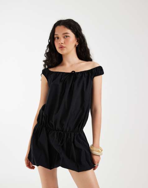 ASOS DESIGN - Robe courte bouffante à détail noué - Noir - view 1
