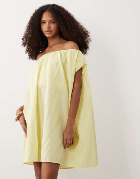ASOS DESIGN - Robe courte bouffante et volumineuse à carreaux - Citron vert - view 1