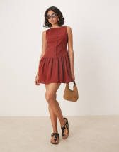 ASOS DESIGN frill neckline cami mini dress with frill godet hem in red
