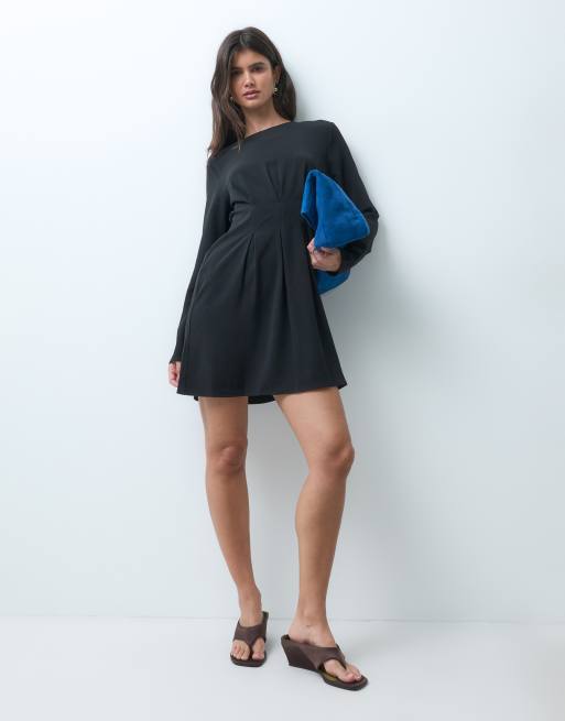 ASOS DESIGN - Robe courte cintrée à manches longues - Noir, 2 de 4
