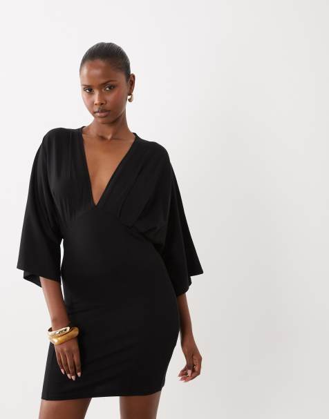 ASOS DESIGN robe courte col V style grec en noir - view 1