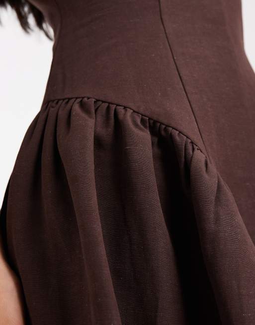 ASOS DESIGN - Robe courte corset à surpiqûres - Marron, 4 de 4