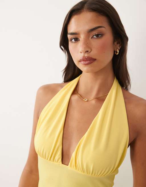 ASOS DESIGN - Robe courte dos nu avec côtés froncés - Babeurre, 4 de 4