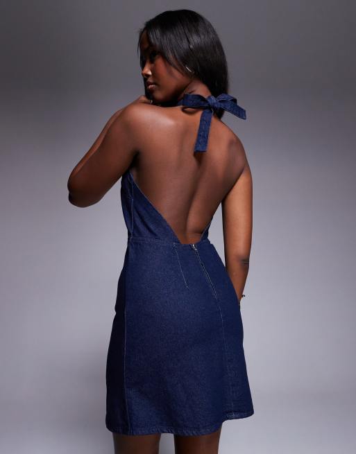 ASOS DESIGN - Robe courte dos nu en jean avec corset - Rose, 3 de 4