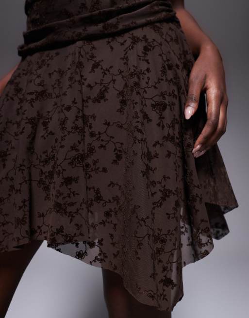 ASOS DESIGN - Robe courte drapée en dévoré à manches courtes - Chocolat, 4 de 4