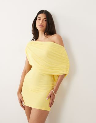 ASOS DESIGN - Robe courte effet drapé en tulle avec dos nu - Citron-Jaune