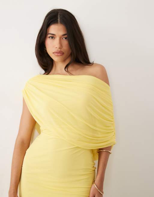 ASOS DESIGN - Robe courte effet drapé en tulle avec dos nu - Citron, 3 de 4