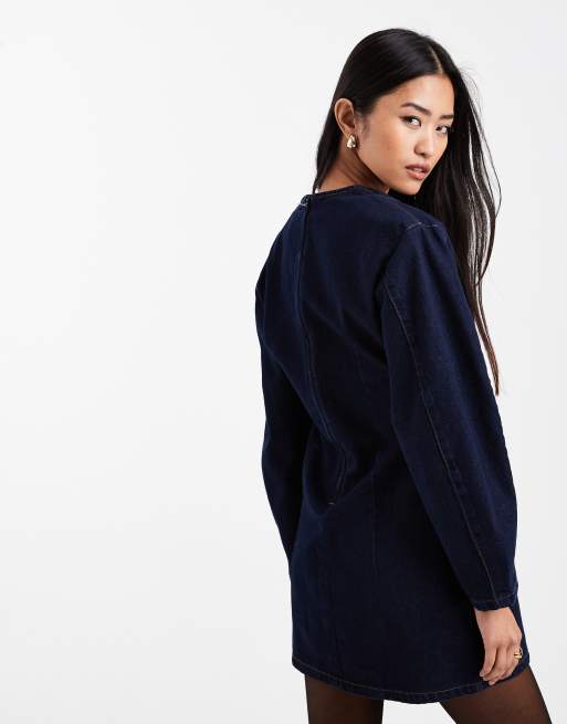 ASOS DESIGN - Robe courte en denim à manches cocon - Indigo, 4 de 4