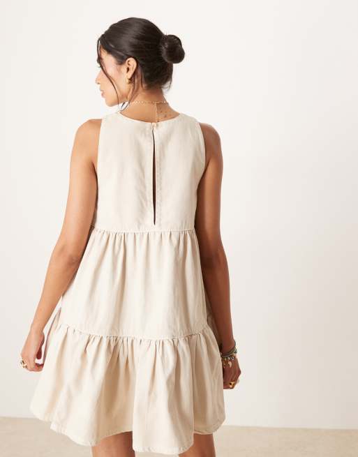 ASOS DESIGN - Robe courte en denim à volants - Neutre, 4 de 4