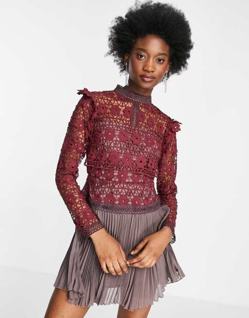 Asos robe shop rouge dentelle