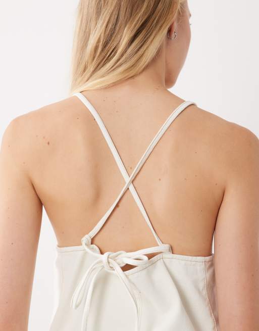 ASOS DESIGN robe courte en jean à col carré écru, 3 de 4