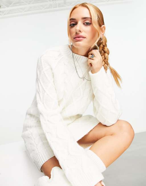 ASOS DESIGN - Robe courte en maille torsadée - Crème , 2 de 4