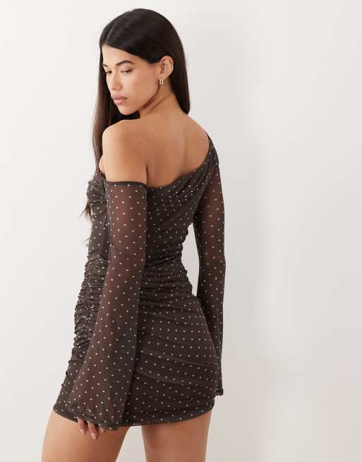 ASOS DESIGN - Robe courte en tulle à pois avec manches ange et épaules dénudées, 4 de 4